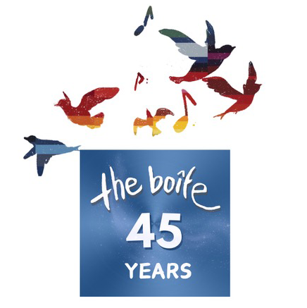 Logo of the Boite organisation, celebrating 45 years.